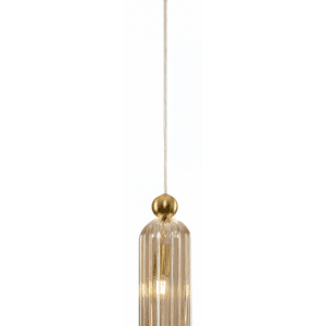Antic loftlampe i metal og glas Ø10 cm 1 x E14 - Messing/Cognac